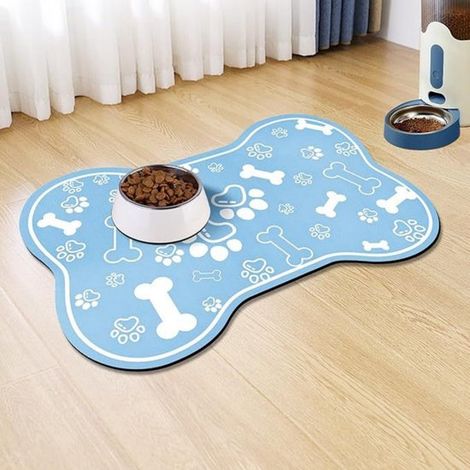 Tapis d'alimentation pour chiens et chats, taille XXL 50 x 80 cm, récupérateur de nourriture et d'eau, tapis en terre de diatomées, système de fixation rapide (1/5)