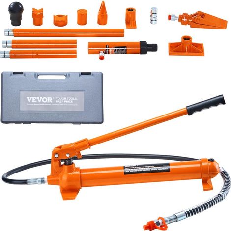 Kit Vérin Hydraulique 12T Presse Carrossier Réparation Châssis avec 4 Tubes d'Extension Tuyau 1,4m et Coffret (1/5)