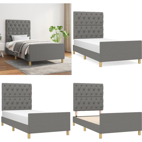 Bettgestell ohne Matratze Dunkelgrau 80x200 cm Stoff - Bettes Gestell - Doppelbett - Holzbetten - Lattenrost - Kopfendeckeln - Home & Living (1/5)