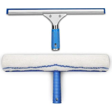 Kit de nettoyage de vitres, raclette à vitres et chiffon en microfibre, raclette de douche avec lèvre en caoutchouc, outil de nettoyage de vitres, raclette Aquablade 35 cm (1/5)