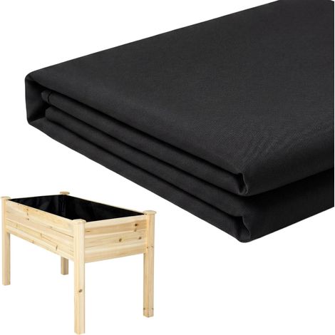 Lot de 2 doublures de jardinière pour grands légumes, bacs d'extérieur lourds, 290 x 160 cm, non tissé, noir (1/5)