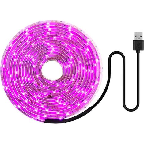 LED lampe pour plante 5V, Lampe LED horticole croissance floraison, Lampe de culture pour plantes spectre complet 2835 SMD avec USB, Bande lumineuse croissance plantes intérieur (2M, étanche) (1/5)