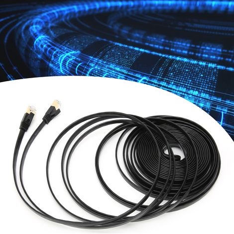 Câble Ethernet plat de catégorie 7 10 Gigabit avec blindage, connexion informatique haute vitesse, cordon de brassage réseau Cat7 préinstallé, 30M. (1/5)