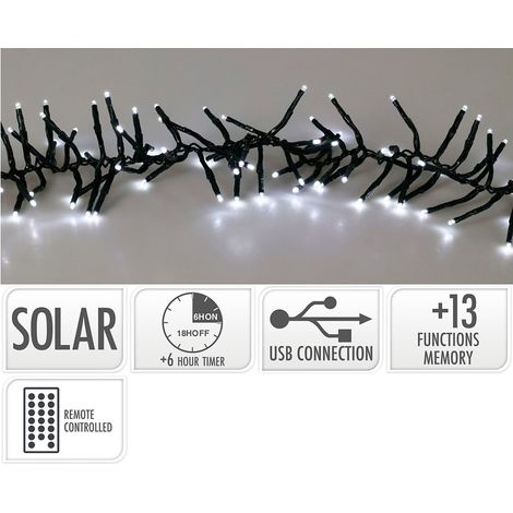 Guirnalda solar recargable, 768 leds, multifunción, luz fría, exterior, 5,6 m (1/2)