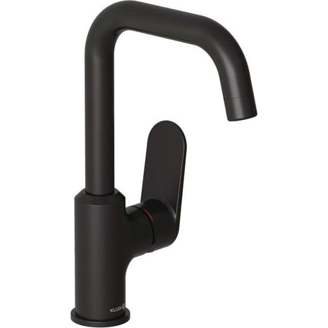 Kludi X1 - Grifo de lavabo con caño giratorio, negro mate 320283975 (1/5)