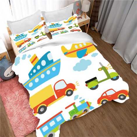 Ensemble de literie trois pièces : housse de couette et taie d’oreiller 3D 140 x 200 cm deux taies d’oreiller 50 x 75 cm (1/5)