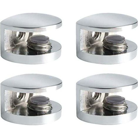 Stütze Glas-Stütze, verstellbare und anpassbare Stütze für den Boden von 8–10 mm, für Wandmontage, Fixierung an der Wand, Chrom-Finish und Zinklegierung, 4 Stück – Crezuo
