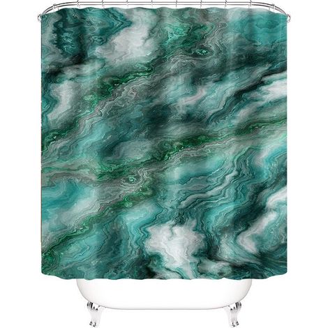 Douche rideau 180x180cm avec crochets, motif marbre 3, qualité premium, imperméable, anti-moisissure, facile à nettoyer, impression élégante, lot complet. (1/5)