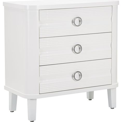 Comò Shine 81x84x40 cm in Legno MDF e Metallo Bianco (1/5)