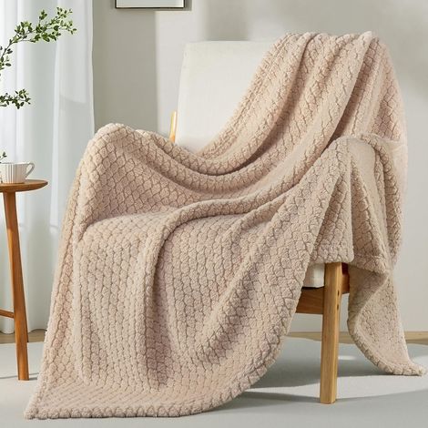 Plaid Couverture Gaufré Douce, 130 x 150 CM, Chameau (1/5)