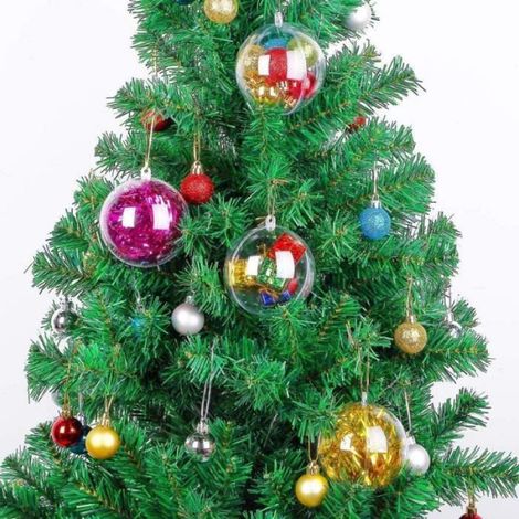 Boule De Décoration De Noël, 20 Pièces Boule Transparente Avec 18 M De Ligne Claire Bricolage Boules Remplissables 6 Cm Boul[Z1598] (1/4)