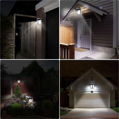 Luminaire mural solaire extérieur pour jardin, clôture et cour, blanc pur, lampe paysage sans fil (1/5)