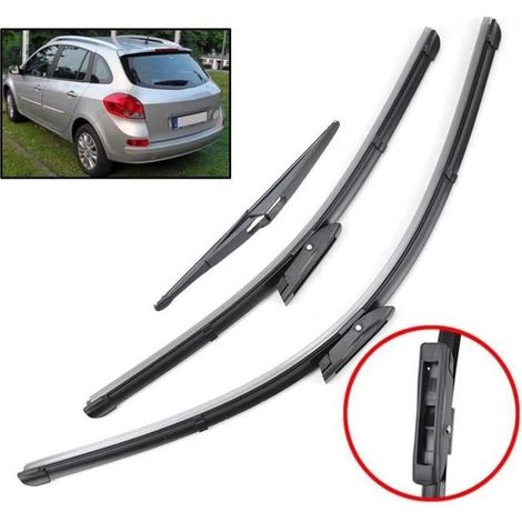 Lot de 3 Balais d'essuie-glace avant + arrière pour Renault Clio 3 III Grandtour - Break 2008 2009 2010 2011 2012 (1/4)