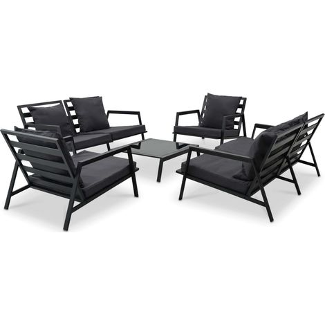 5-tlg. Garten-Lounge-Set mit Auflagen Aluminium Dunkelgrau