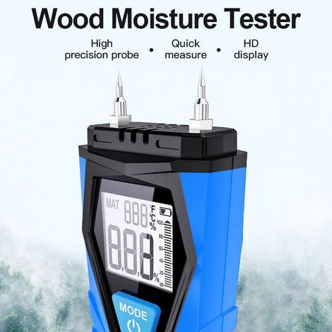 Testeur D'Humidité - Bois Et Materiaux De Construction - Ecran LCD Retroeclaire - Acier Inoxydable - 147 X 42 X 25 Mm - 1 Unite (1/5)