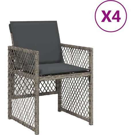 Maison Exclusive - Sedie da Giardino con Cuscini 4pz Grigio in Polyrattan