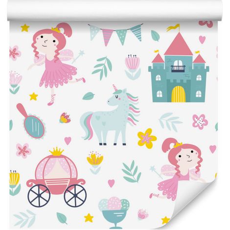 Papier peint licornes et princesses pour salon et chambre 50x1000 cm (1/5)