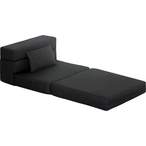 Fauteuil convertible 1 place, lit pliant avec coussin, pour invités, salon ou petit espace, charge max 120 kg, noir (1/5)