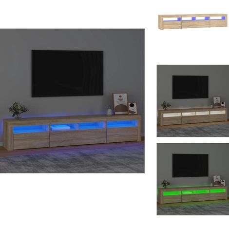 Meuble TV avec lumières LED Chêne sonoma 210x35x40 cm - Meubles Tv - Meuble Tv - Meuble Audiovisuel - Luminaire Led - Étagère Murale (1/5)