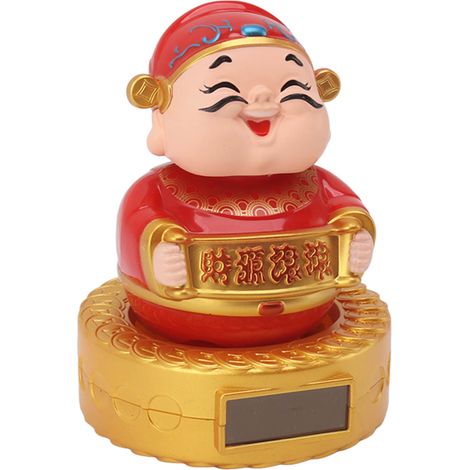 Statue Cai Shen solaire tête secouante décorative Feng Shui chinoise pour voiture (1/5)