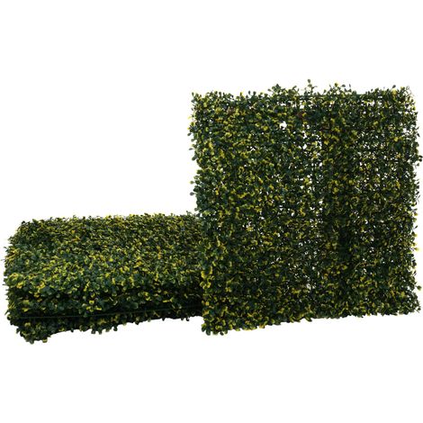 [JAMAIS UTILISÉ] Carreau mural HHG-648, pare-vue pare-vent revêtement pour terrasse/balcon, 4x 50x50cm chacun = 1m², Buis vert-jaune
