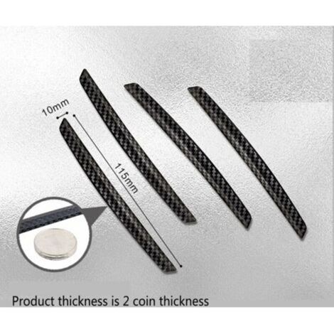 4 Pcs de Protecteurs de Bord de Porte en Fibre de Carbone Noire, Autocollants de Protection Contre Les Collisions de Voiture, Peuvent être Utilisés dans Diverses Voitures