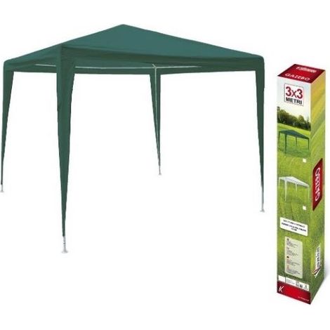 Gazebo da Giardino Struttura in Ferro Smontabile Verde 3 x 3 Metri