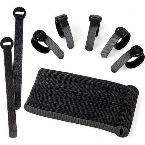 Lot de 60 attaches de câble réutilisables noires réglables et libérables pour la gestion des câbles de PC, les cordons d'organisation, la télévision, le bureau (1/5)