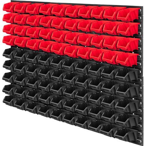 KADAX Werkstattwandregal, Werkstattregal für Garage, Rot und Schwarz, 90 Stück, 117x78 cm