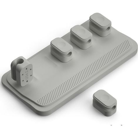 1 pince magnétique grise pour câbles, avec 5 attaches et 1 base. Organisateur de câbles, support de rangement pour câbles de chargeur, d'ordinateur o (1/4)