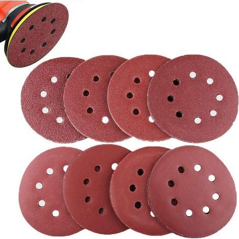 Disque de Ponçage, Lot de 80 Papier de Verre à Fixation en Nylonpour Ponceuse Excentrique Ø 125 mm Disques Abrasifs de 40/60/80/120/180/240/320/400 (10 disques par taille de grain) (1/5)
