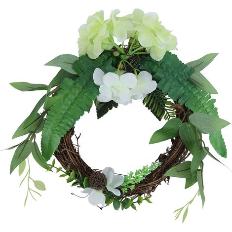 Couronne De Fleurs Artificielles - Décoration Murale Réaliste Pour Porte Et Fenêtre - Usage Intérieur Et Mariage - 1 Pièce (1/5)