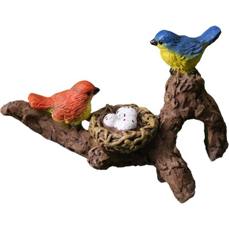 Pinces pour pots de fleurs, oiseaux en résine perchés sur des branches, pot (1/5)