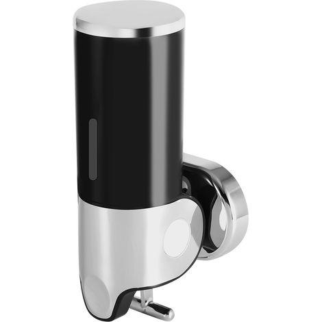 Distributeur de savon liquide mural 500 ml, pompe pour salle de bain, douche, cuisine ou hôtel (noir) (1/5)