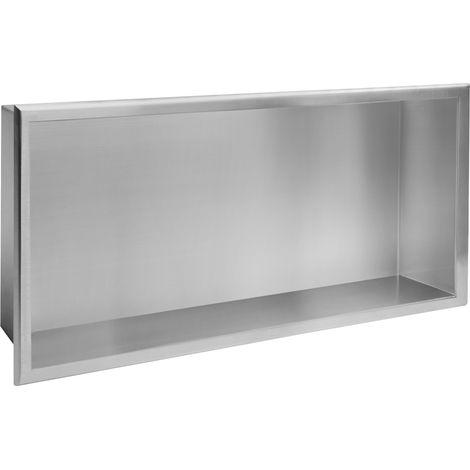 Built-in Stainless Steel Bathroom Shelf 30X60 Brushed Steel (1/5)