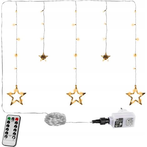 Tenda natalizia a 5 stelle, 61 luci LED, luce bianca calda + telecomando (1/5)