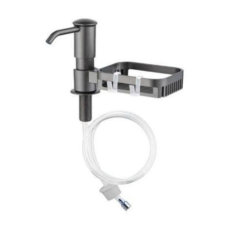 Distributeur de Savon Intégré avec Support de Rangement Design AntiFuite, Kit Tube Noir, Pour Cuisine et Salle de Bain (1/5)