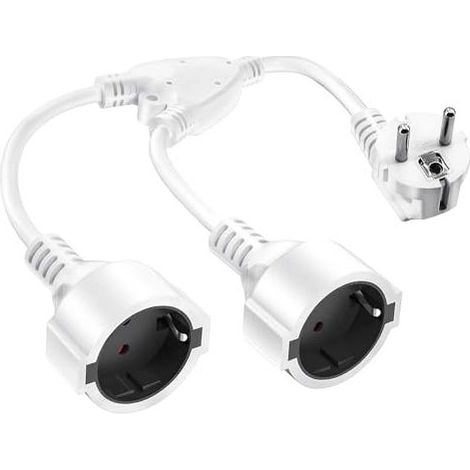 1 fiche double, 16A/250V/4000W, IP20, conducteur 1,5 mm², type F, blanc, pour cuisine bureau maison (1/5)