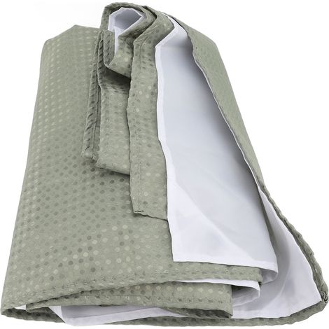 Tenda da doccia con trama a nido d'ape e chiusura a bottoni automatici, stile hotel, con finestra superiore in rete, resistente all'acqua, lavabile, verde. (1/2)