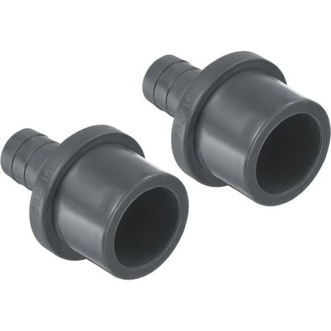 Réducteur de tuyau, diamètre extérieur de la douille 32 x diamètre extérieur de la pagode 16 (mm), 2 pièces, connecteur droit, gris. (1/4)