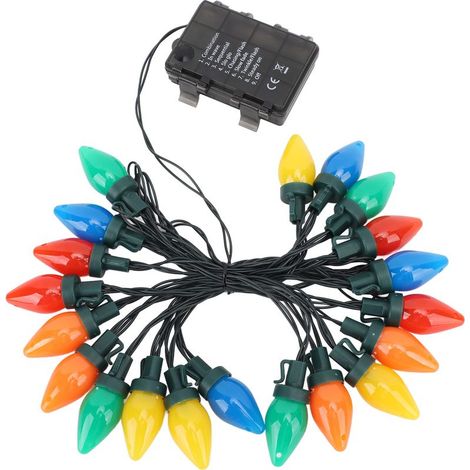 aqxreight Guirlande Lumineuse de Noël Extérieure, Guirlande Lumineuse de Noël à LED C9, 5 M, 20 LED, étanche, Lumières de Noël C9 à la Fraise pour Extérieur, Intérieur, Extérieur, Patio, (1/5)