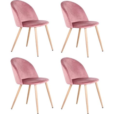 Sillas de comedor, terciopelo suave, diseño moderno, color rosa. (1/2)