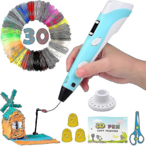 Stylo 3D intelligent avec écran LED, stylo d'impression 3D avec chargement USB, 30 recharges de filament PLA de couleurs différentes (1/5)
