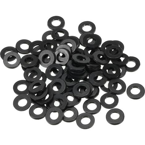 80 Paquet M4 Nylon Plat Rondelle 4mm ID 8mm OD 1mm Épais Noir (1/5)