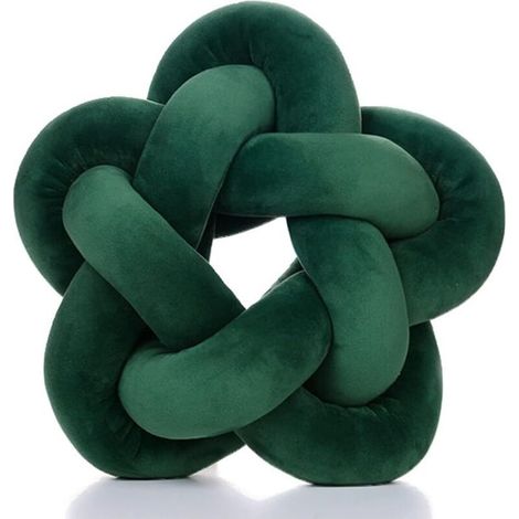 Coussin en peluche fait à la main noué étoile oreiller canapé doux coussin lombaire boule en peluche, vert émeraude 12.59 in32 cm (1/5)