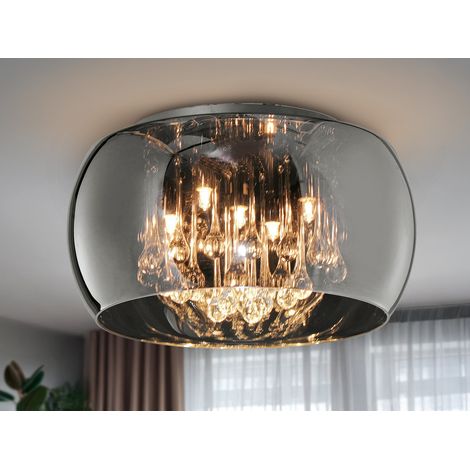 Kristall Deckenleuchte VAPORE Glas Chrom verspiegelt & Rauchglas Optik Ø 40cm (1/5)