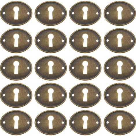 Angoily Lot de 20 plaques recouvrement ovales en fer pour serrure (1/5)