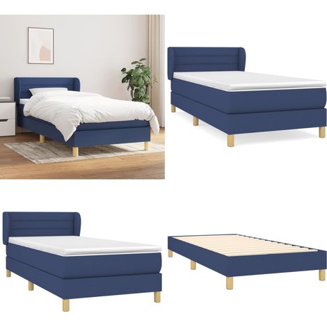 Boxspringbett mit Matratze Blau 100x200 cm Stoff - Boxspringbett - Doppelbett - Schlafraumgestaltung - Blau - Bettenrahmen - Home & Living (1/5)