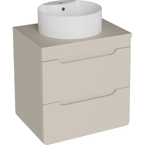 Mobile bagno sospeso con lavabo da appoggio rotondo Beige 60 cm - ARUBA (1/5)