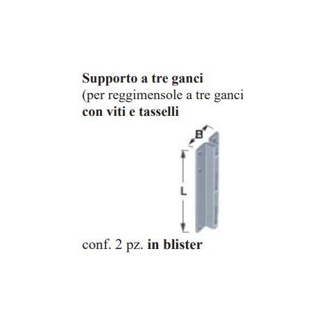 ELEMENT SYSTEM-2 SUPPORTI A TRE GANCI CON VITI E TASSELLI BIANCO